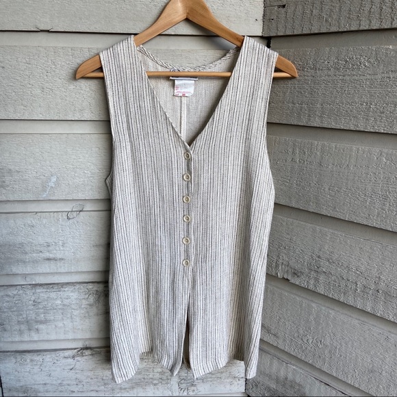 SOLD Vintage Cream Pin Stripe Vest - Picture 2 of 5